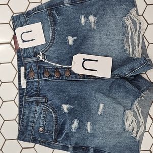 NATURE DENIM HIGH RISE SHORTS